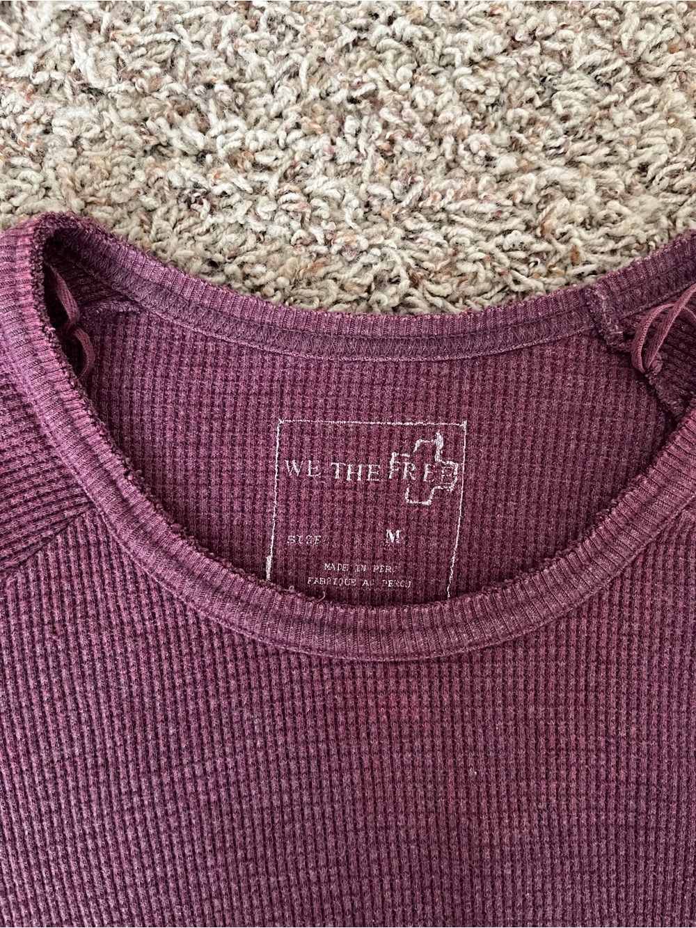We The Free Plum Ribbed Waffle Long Sleeve Top